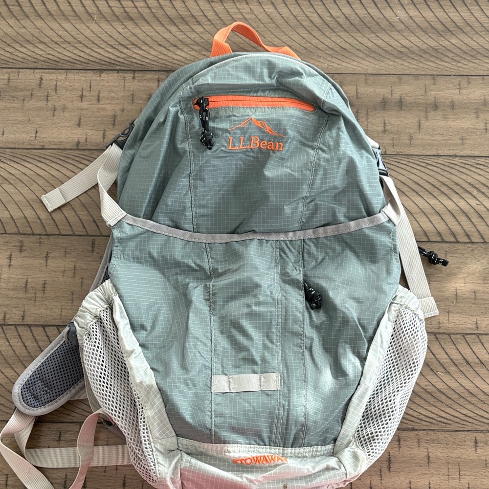 L.L. Bean Light Gray and Orange Backpack